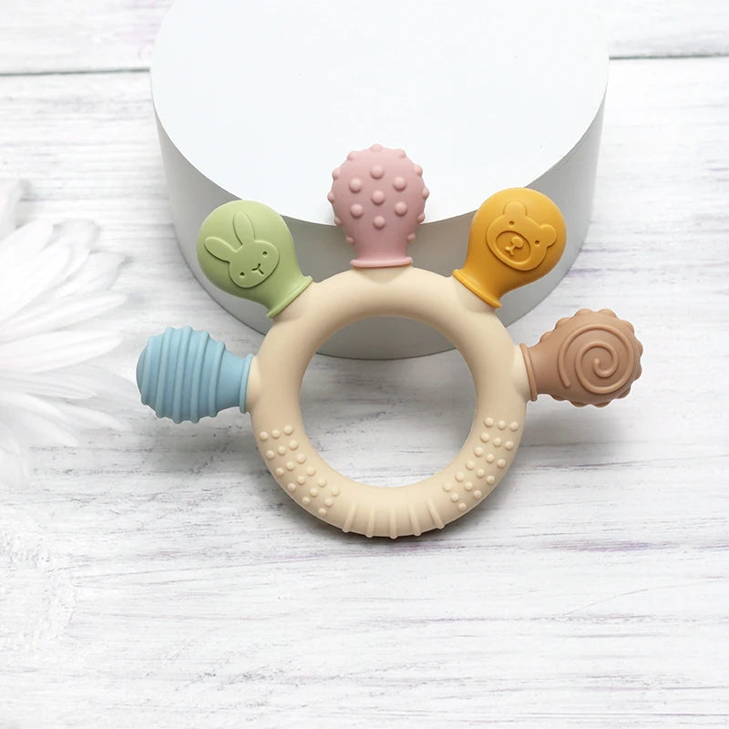 bague de dentition en silicone multicolore pour bébé Ziolos