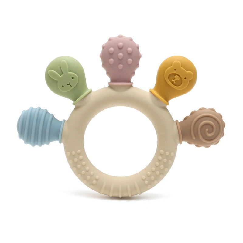 bague de dentition en silicone multicolore pour bébé Ziolos