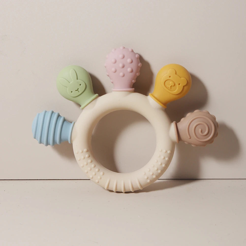 bague de dentition en silicone multicolore pour bébé Ziolos